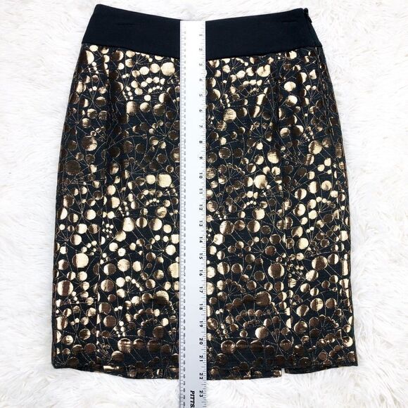 The Limited Black Gold Metallic Pencil Skirt Size 2 - Picture 4 of 7